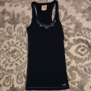 Hollister dark blue crystal tank top